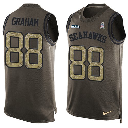 Men's Limited Jimmy Graham Nike Jersey Green - #88 Salute to Service Tank Top NFL Seattle Seahawks